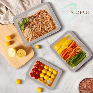 EcoEvo Glass Food Containers with Glass Lids, 3 Pack of Large Size, Microwave Safe Meal Prep Containers