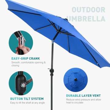 OLIXIS 9ft Patio Umbrella - Stylish, Durable & Versatile Outdoor Shade