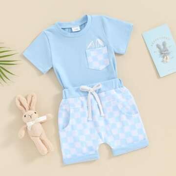 Baby Boy Summer Clothes Checkerboard Short Sleeve Shirt Plaid Shorts Trendy Boys Outfit Infant Toddl...