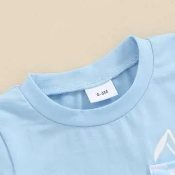 Baby Boy Summer Clothes Checkerboard Short Sleeve Shirt Plaid Shorts Trendy Boys Outfit Infant Toddler Clothing Set (Sky Blue, 12-18 Months)