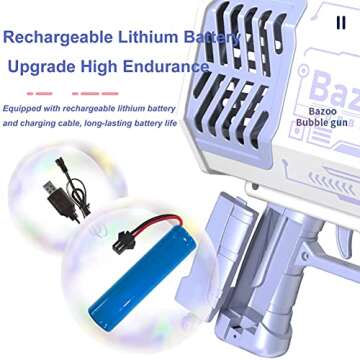 Bubble Gun with 69 Holes & 20 Bubble Solutions for Fun