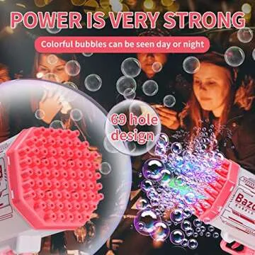 Bubble Gun with 69 Holes & 20 Bubble Solutions for Fun