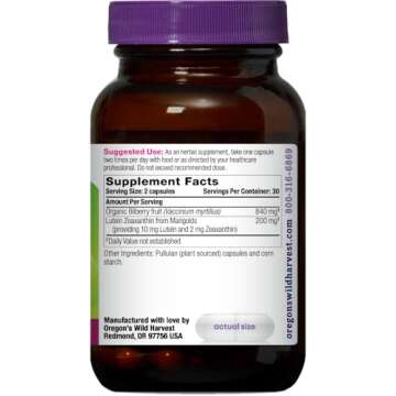 Oregon's Wild Harvest Eyes Love Lutein™ Capsules, Non-GMO Organic Herbal Supplements, 60 Count