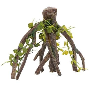 AQUA KT Reptile Corner Climbing Branch with Plant Snake Climb Tree for Bearded Dragon Lizard Hermit ...