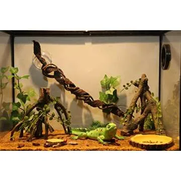 AQUA KT Reptile Corner Climbing Branch with Plant Snake Climb Tree for Bearded Dragon Lizard Hermit Crab Crested Gecko Leopard Chameleon Frog Terrarium Habitat