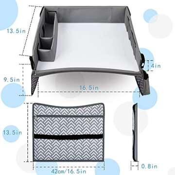 Sadousse Kids Travel Tray- Car Lap Tray for Kids & Toddlers - Car Seat Tray for Kids Travel with Dry Erase Board- Perfect for Road Trip, Plane & Train- Car Travel Tray to Keep Kids Entertained