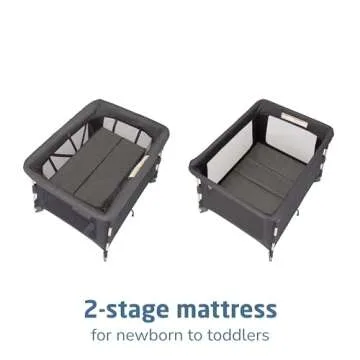 Maxi-Cosi Swift Baby Playpen with Mat, Baby Play Yards, Pack and Play with Bassinet - Portable Playpen for Babies and Toddlers, Classic Graphite