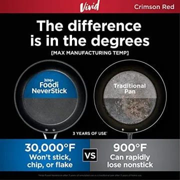 Ninja Foodi NeverStick 3-Quart Sauté Pan, Nonstick Red