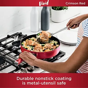 Ninja Foodi NeverStick 3-Quart Sauté Pan, Nonstick Red