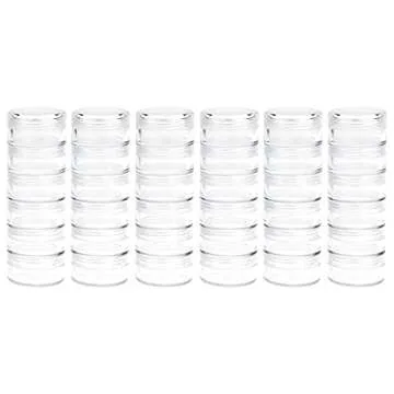 Fengek 6 Sets 6 Layer Stackable Plastic Containers, 10G/10ML Clear Cosmetic Storage Box Round Organizer Jars for Beads, Buttons, Small Jewelry Findings