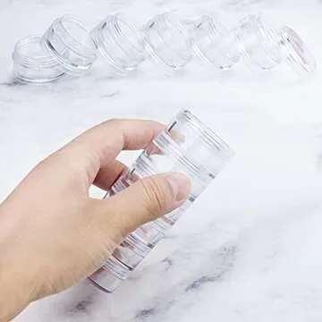 Fengek 6 Sets 6 Layer Stackable Plastic Containers, 10G/10ML Clear Cosmetic Storage Box Round Organizer Jars for Beads, Buttons, Small Jewelry Findings
