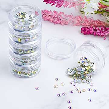 Fengek 6 Sets 6 Layer Stackable Plastic Containers, 10G/10ML Clear Cosmetic Storage Box Round Organizer Jars for Beads, Buttons, Small Jewelry Findings