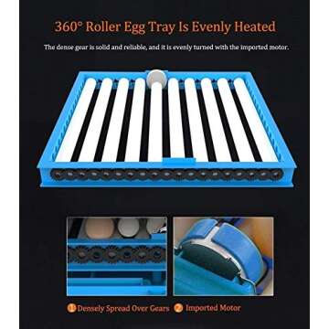 TUJISEK 320 Egg Incubator Automatic turner Large Poultry Hatcher big chicken incubators for hatching eggs Farm Breeding Hatching Chicken Duck Dove Quail Intelligent Control Temperature