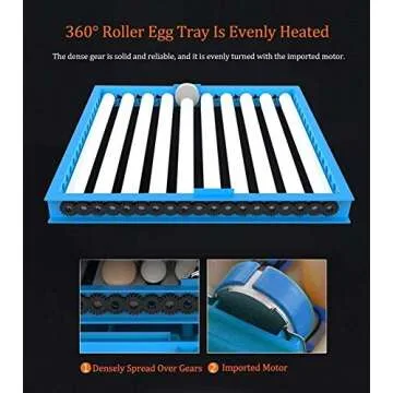 TUJISEK 320 Egg Incubator Automatic turner Large Poultry Hatcher big chicken incubators for hatching eggs Farm Breeding Hatching Chicken Duck Dove Quail Intelligent Control Temperature