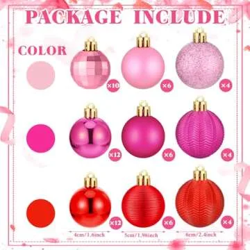 Lunmon 64 Pcs Valentine's Day Ball Ornaments for Tree