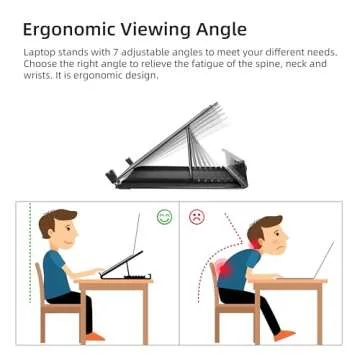 DESIGNA Metal Mesh Ventilated Adjustable Laptop Stands Computer Notebook Holder Stand Riser Compatible with Apple MacBook Air Pro Dell XPS HP Samsung Lenovo More Laptops up to 19"- Black