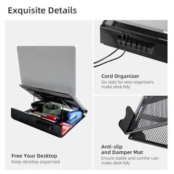 DESIGNA Metal Mesh Ventilated Adjustable Laptop Stands Computer Notebook Holder Stand Riser Compatible with Apple MacBook Air Pro Dell XPS HP Samsung Lenovo More Laptops up to 19"- Black