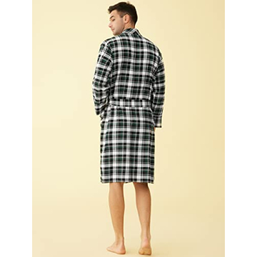 Latuza Men's Cotton Flannel Robe Black Green Comfort