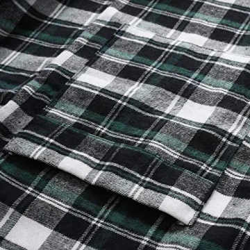 Latuza Men's Cotton Flannel Robe Black Green Comfort