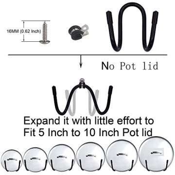 YYST Cabinet Door Pot Lid Rack Pot Lid Holder Organizer for Kitchen Wall - Fit Standard Lids 5-10 In...