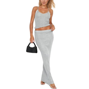 Naileksi Sexy Glitter Knit 2 Piece Set for Women