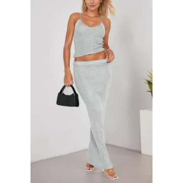 Naileksi Sexy Glitter Knit 2 Piece Set for Women