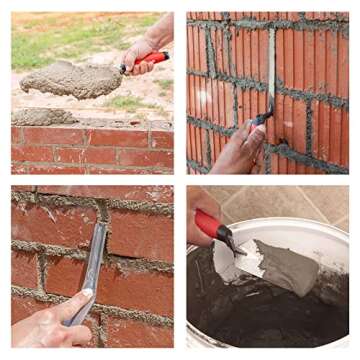 Goldblatt 6PCS Masonry Hand Tool Set - 11" x 5-1/2" Philadelphia Brick Trowel, 2PC Pointing Trowel, 5" x 2" Margin Trowel, 1/2" Tuck Pointing Trowel, 5/8” x 1/2” Convex Brick Jointer