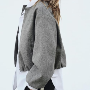 Talakeno Womens Cropped Bomber Jacket Trendy Zip Up Coats