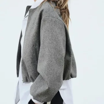 Talakeno Womens Cropped Bomber Jacket Trendy Zip Up Coats