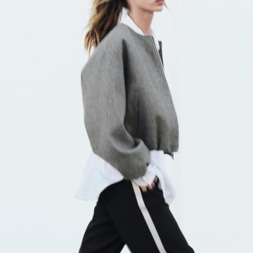 Talakeno Womens Cropped Bomber Jacket Trendy Zip Up Coats