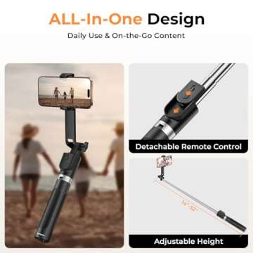 Sensyne 53" Selfie Stick Tripod with Wireless Remote