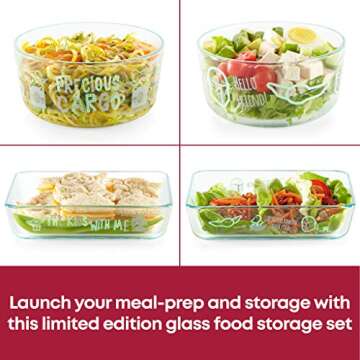 Pyrex 8-Pc Glass Food Storage Container Set, 4-Cup & 3-Cup Decorated Round and Rectangle Meal Prep Containers, Non-Toxic, BPA-Free Lids, Disney's Star Wars, The Child