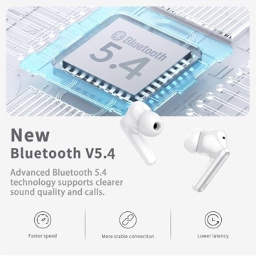 Wireless Earbuds, Bluetooth 5.4 Headphones with Long Battery Life and Noise Cancelling Mic