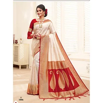 Elina Fashion Cream Banarasi Art Silk Saree for Women