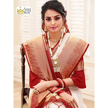 Elina Fashion Cream Banarasi Art Silk Saree for Women