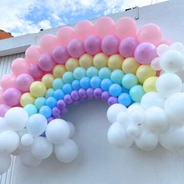 Pastel Balloons,12 Inch Macaron Pink Blue Purple Green Yellow Colorful Confetti Balloons with Ribbon,for Birthday Baby Shower Engagement Party Decorations