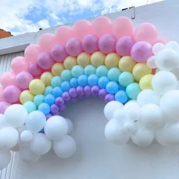 Pastel Balloons,12 Inch Macaron Pink Blue Purple Green Yellow Colorful Confetti Balloons with Ribbon,for Birthday Baby Shower Engagement Party Decorations