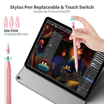 Stylus Pen for iPad,4X Fast Charge,10 Hour Use,Low Latency,Compatible Work for 2018-2024 iPad Air 11/13-inch(M2) Air/3/4/5/6,iPad Mini 5/6,iPad 6/7/8/9/10,iPad Pro 11/13-inch(M4),Pro 11"/12.9"(Pink)