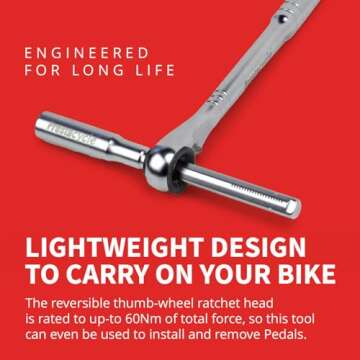 Prestacycle Pro T Handle Ratchet and Extension Set, Heavy-Duty 60 Nm Ratcheting T Handle Driver for 1/4" Hex Bits, Compact T Handle Wrench for Bicycles (Bits Not Included)