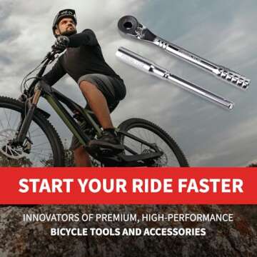 Prestacycle Pro T Handle Ratchet and Extension Set, Heavy-Duty 60 Nm Ratcheting T Handle Driver for 1/4" Hex Bits, Compact T Handle Wrench for Bicycles (Bits Not Included)