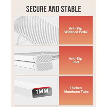 WOA WOA 3 Step Ladder, Folding Stepladder with Anti-Slip Pedal, Lightweight Portable Ladders, Aluminum Step Stool for Home, Kitchen, Office 300lbs - White