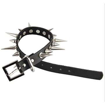Bystar Unisex Genuine Leather Punk Rock Gothic Spikes Rivets Choker Collar Necklace