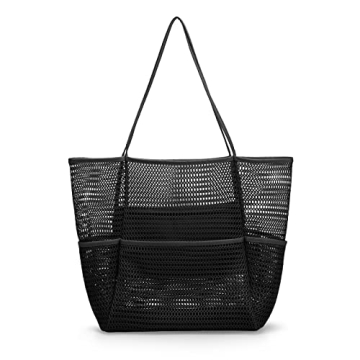 Tainehs Mesh Beach Tote - Large Waterproof Bag for Women, 2023 Upgrade with Multiple Pockets for Fam...