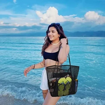 Tainehs Mesh Beach Tote - Stylish Waterproof Tote for All