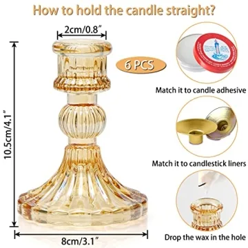 Simeitol Gold Candlestick Holders Set of 6 Elegant Home Decor