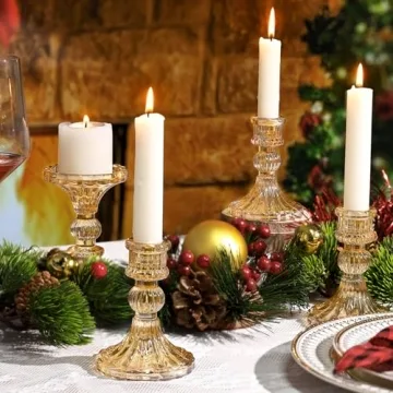 Simeitol Gold Candlestick Holders Set of 6 Elegant Home Decor