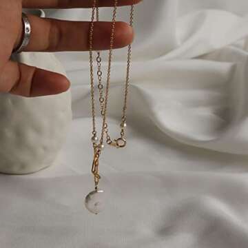 Neeshka Natural Freshwater White Baroque Pearl Pendant Necklace for Women, Trendy Jewelry Gifts for Her, Anniversary and Birthday Gifts for Wife and Girlfriend