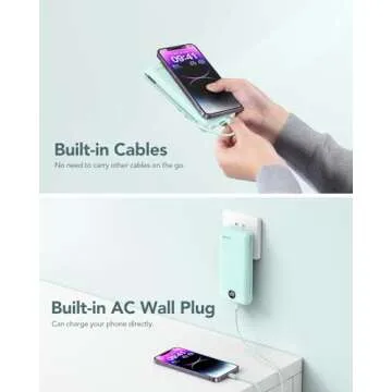 VRURC 20000mAh Power Bank, Fast Charging & Built-In Cables