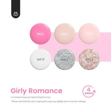 Beetles Gel Nail Polish Kit with 48W light 18 Pcs Gel Starter Kit,6 colors Nude Pink French White Glitter Gel Polish Soak Off Base Top Coat Gel Art Manicure Kit