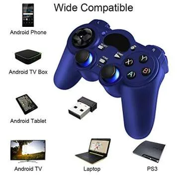 USB Wireless Gaming Controller Gamepad for PC/Laptop Computer(Windows XP/7/8/10) & PS3 & Android & Steam (Blue)